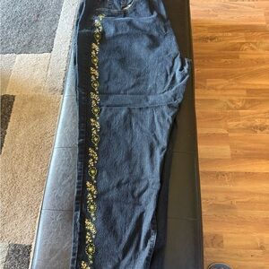 Westport Navy Jeans with Yellow Embroidery